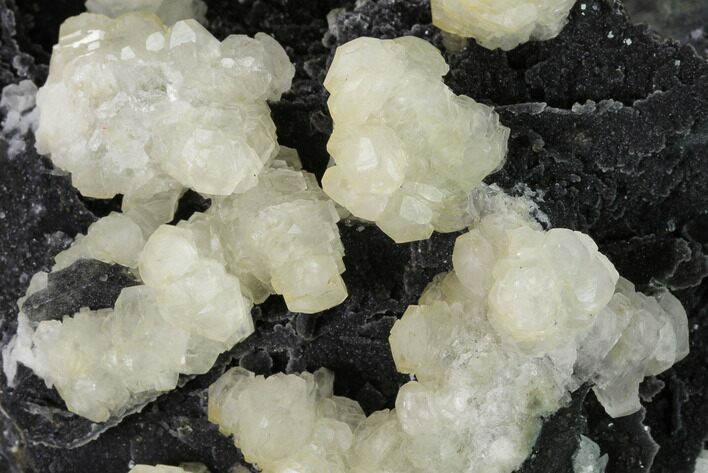 Calcite and Fluorite Crystals on Druzy Quartz - China #163254